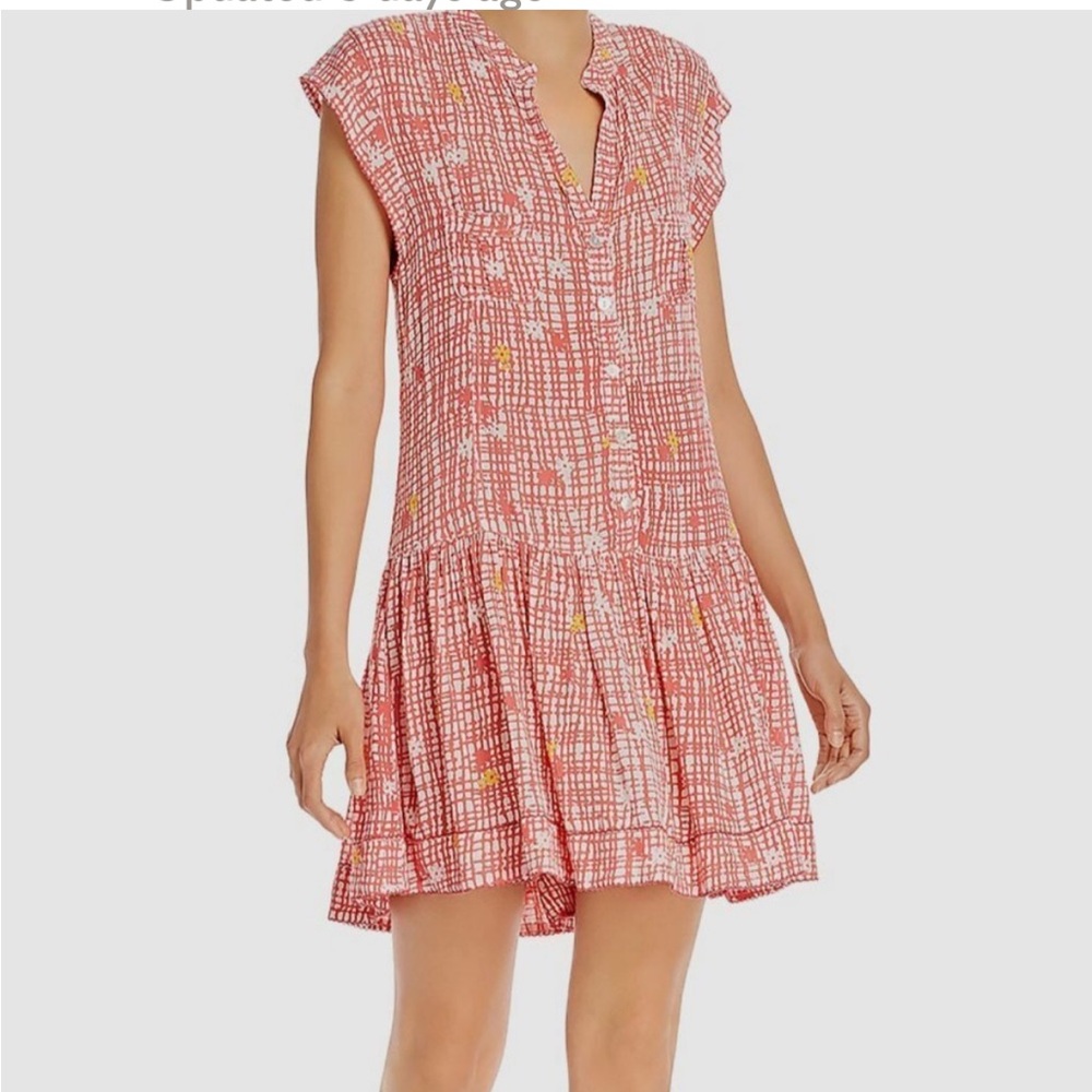 Poupette St. Barth Pink and White Tiered Coverup/Sundress